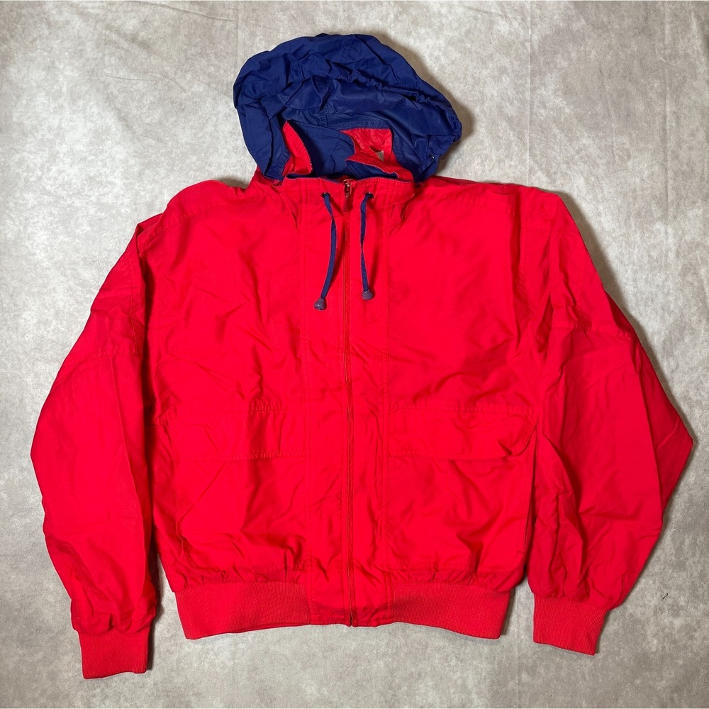 Vintage Pacific Trail Jacket Mens Medium Red Full Zip Colorblock Barrier Cloth